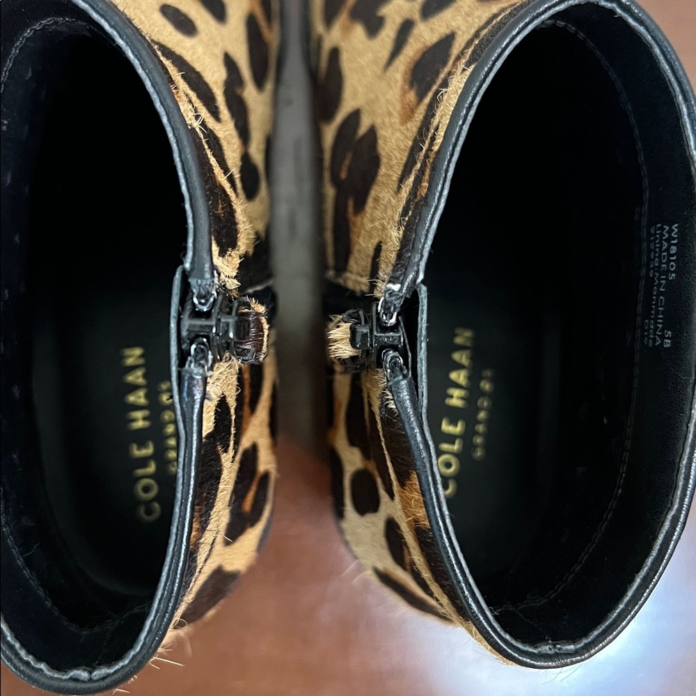 Cole Haan Joanna Leopard Animal Print Calf Hair Boot Size 5 - Picture 8 of 12